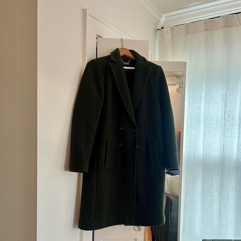 J Crew Daphne Topcoat Italian Boiled Wool Dark Pine Size 4